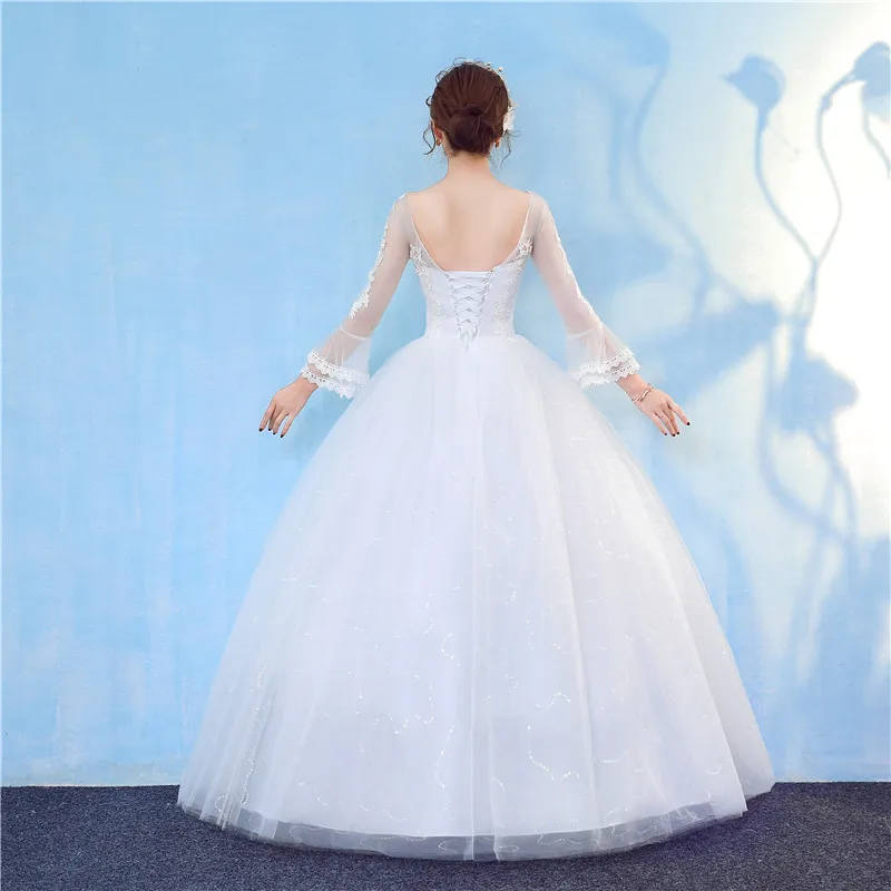Корейское кружевное свадебное платье принцессы AqqliquesVestido De Noiva с длинным рукавом