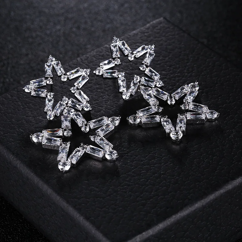 Women Star Earrings Fine Jewelry Accessories Pentagram Fashion Drop Jewellery Pendientes Korean Dangling Earring | Украшения и