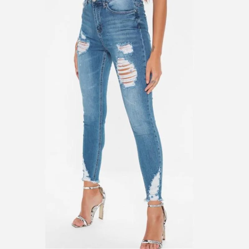 2019 хит продаж джинсовые женские брюки со средней посадкой облегающие Лосины