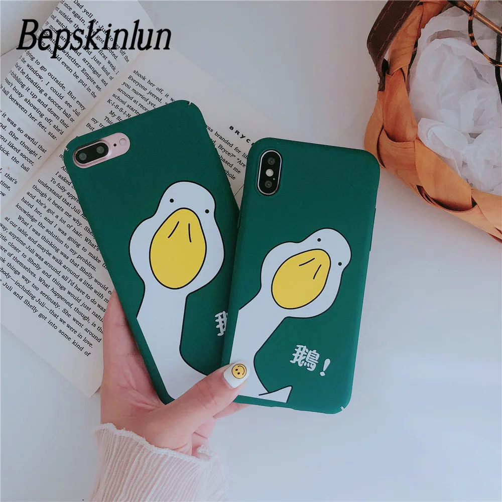 Bepskinlun мультфильм большой белый гусь чехол для iPhone XS XR Max X 6 s 7 8 плюс Матовый ПК