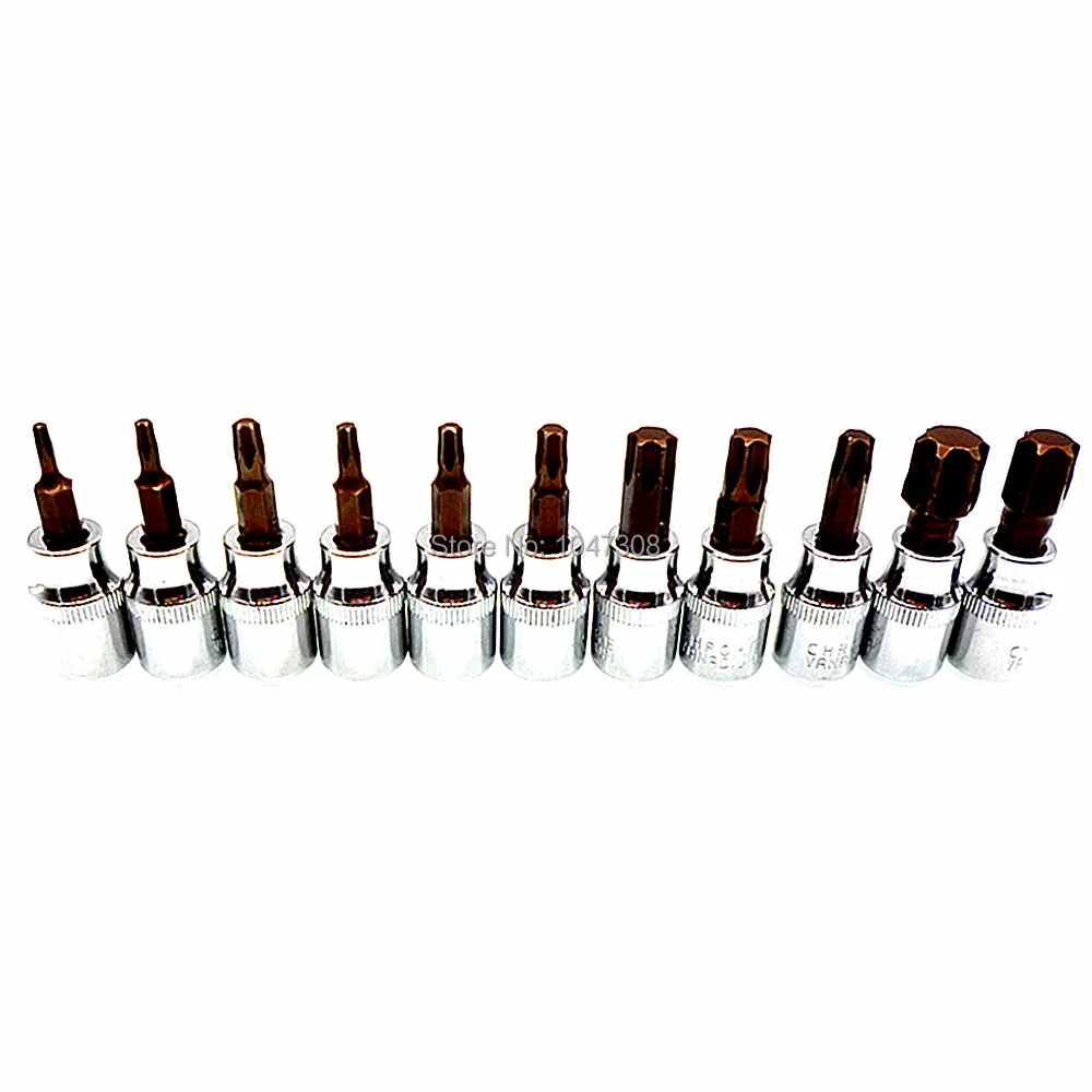 Набор торцевых головок Torx 11 шт. T10 T15 T20 T25 T27 T30 T40 T45 T50 T55 T60 3/8 дюйма (10 мм) торцевые