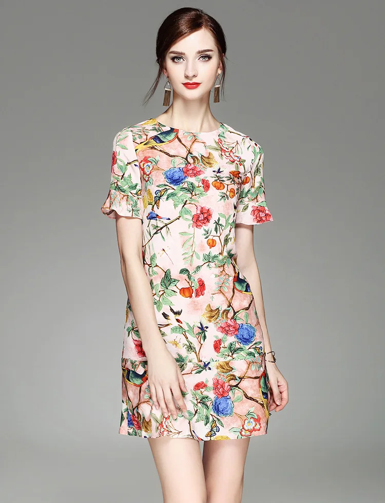 Женские платья весна 2017 летнее платье Европейский дизайн расширяющимся рукавом