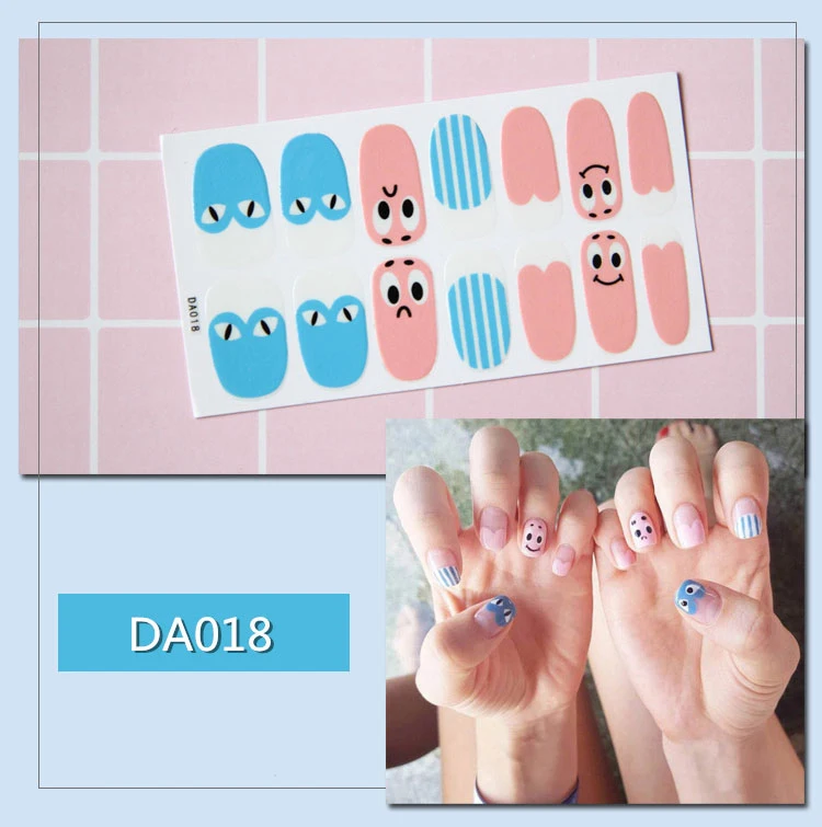 14 насадок/набор полное покрытие наклейки для ногтей s Обертывания DIY наклейки для нейл-арта простые наклейки s самоклеющиеся наклейки для ногтей розовый белый черный зеленый