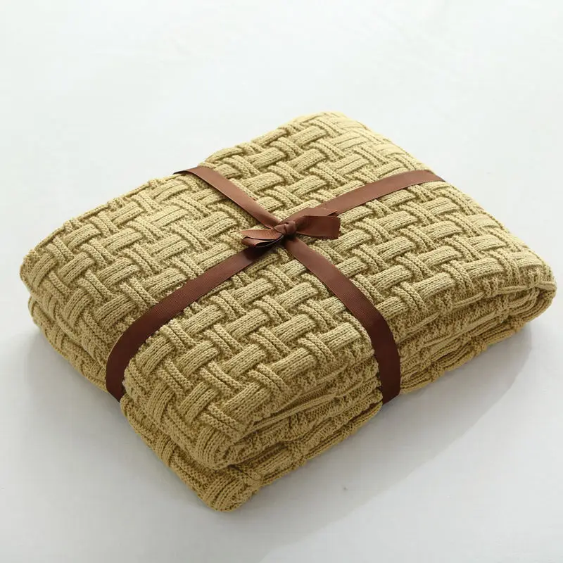 100% хлопок чистый цвет одеяло светлый карты вязаное удобное дышащее портативное