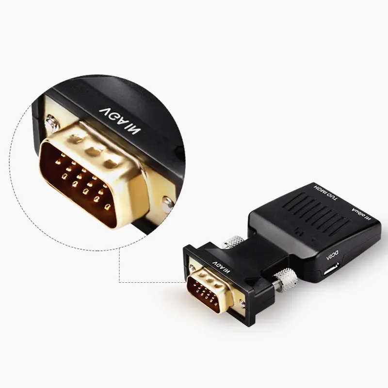 AHHROOU VGA к HDMI Кабельный адаптер-переходник с аудио кабелем 1080 P адаптер для ПК ноутбук к HDTV проектору