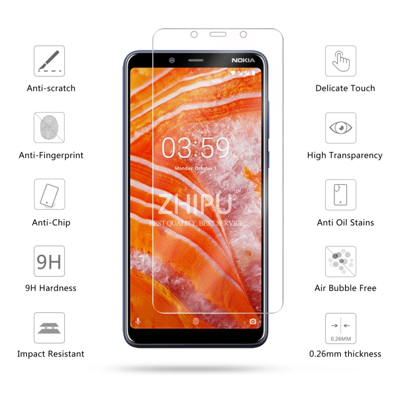 Закаленное стекло для Nokia 3 1 Plus защита экрана 2.5D 9H Премиум защитная