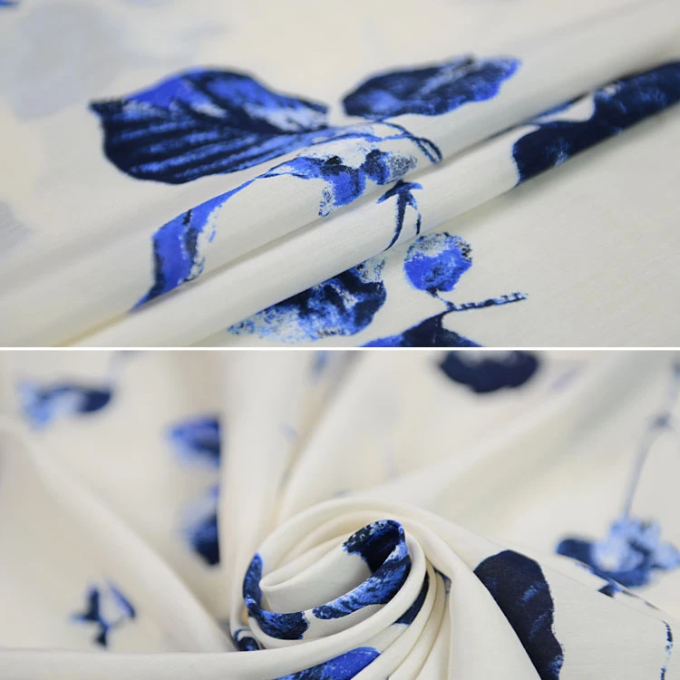 Синие листья принт очень красивые шелковые хлопчатобумажная ткань 55 &quotШирина 12