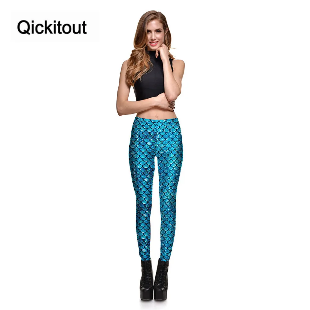 Qickitout Леггинсы для женщин новые модные леггинсы blue fish Детские весы 3D принт Для