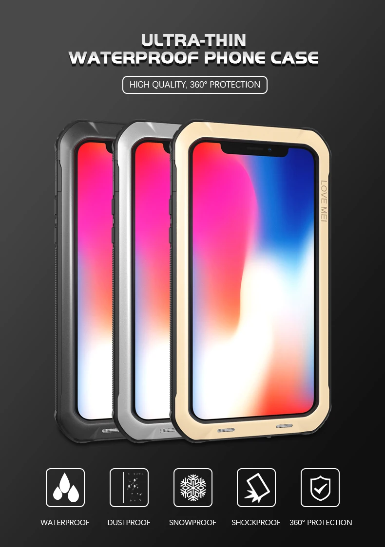 Любовь Мэй IP68 Водонепроницаемый чехол для iphone X сумка Coque подводный Плавание