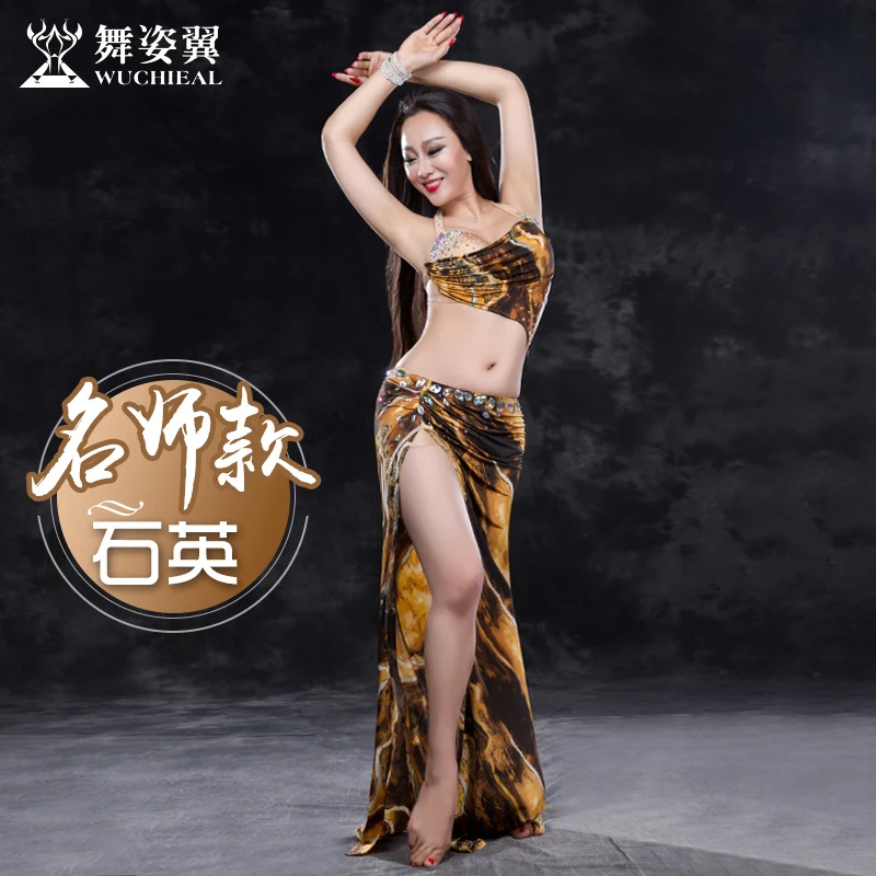 Костюм для танца живота с алмазной волнистой вышивкой бюстгальтером ремнем 875|dance