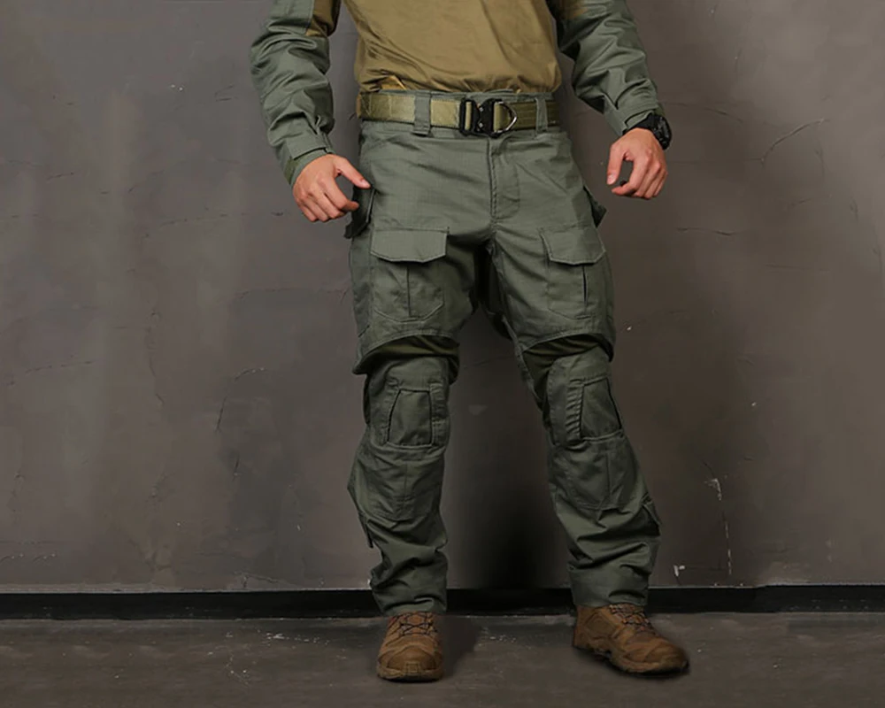 Брюки с наколенниками EmersonGear G3 зеленые тактические брюки в стиле милитари для