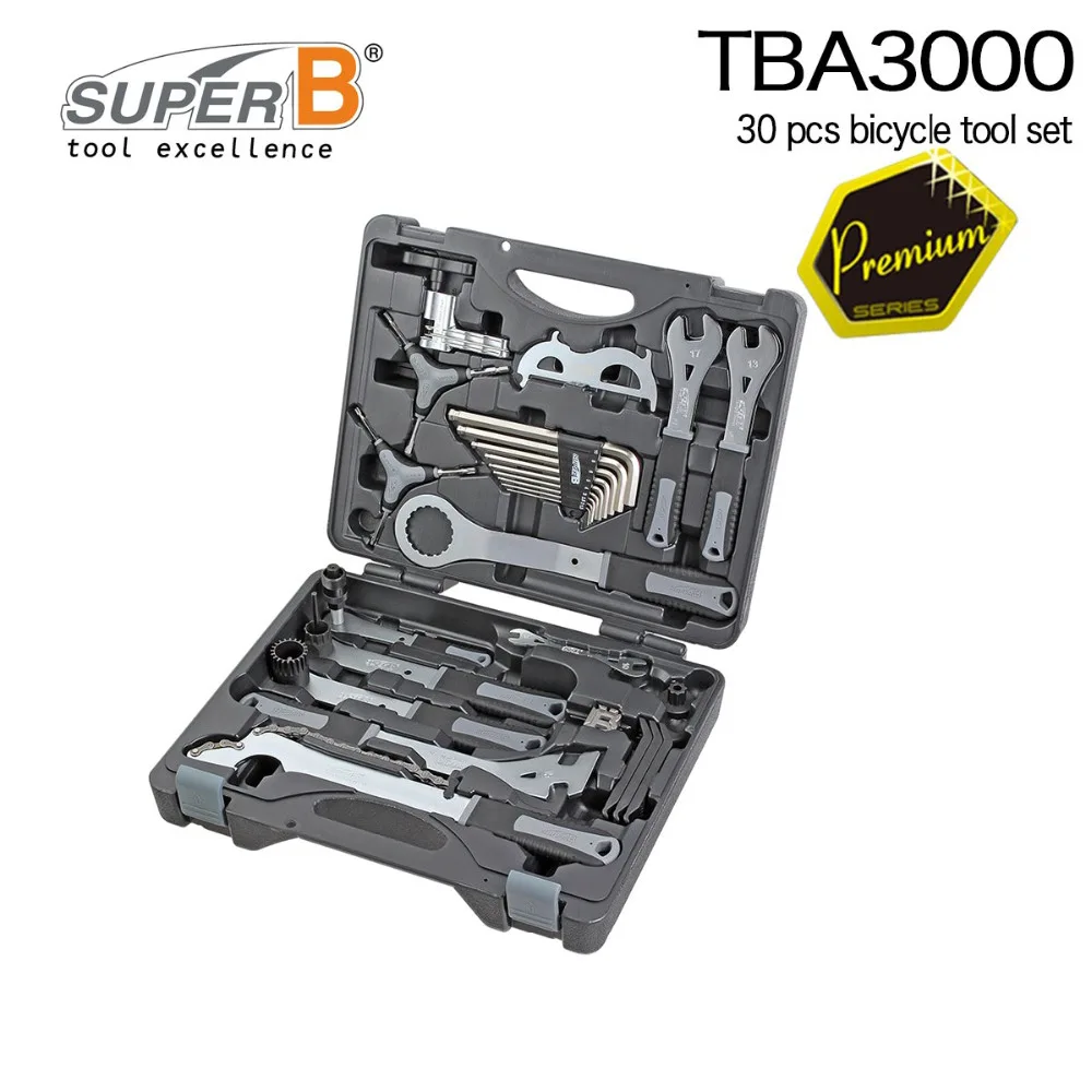 Супер B TBA3000 30 шт набор инструментов для ремонта велосипедов Профессиональный