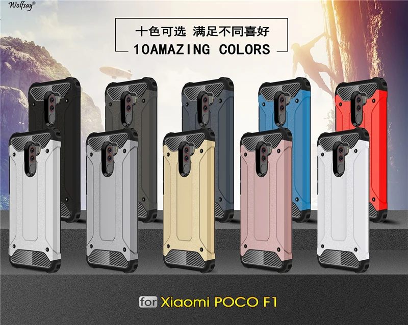 

Wolfsay For Cover Xiaomi Pocophone F1 Case Hybrid Durable Armor TPU &PC Phone Case for Xiaomi Pocophone F1 Case Fundas Little F1