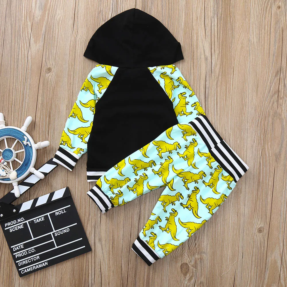 Fashion Newborn Baby boy Clothing Set 2pcs Toddler Boys Hoodie Clothes Dinosaur Tops+Pants Outfits dropshipping | Детская одежда и