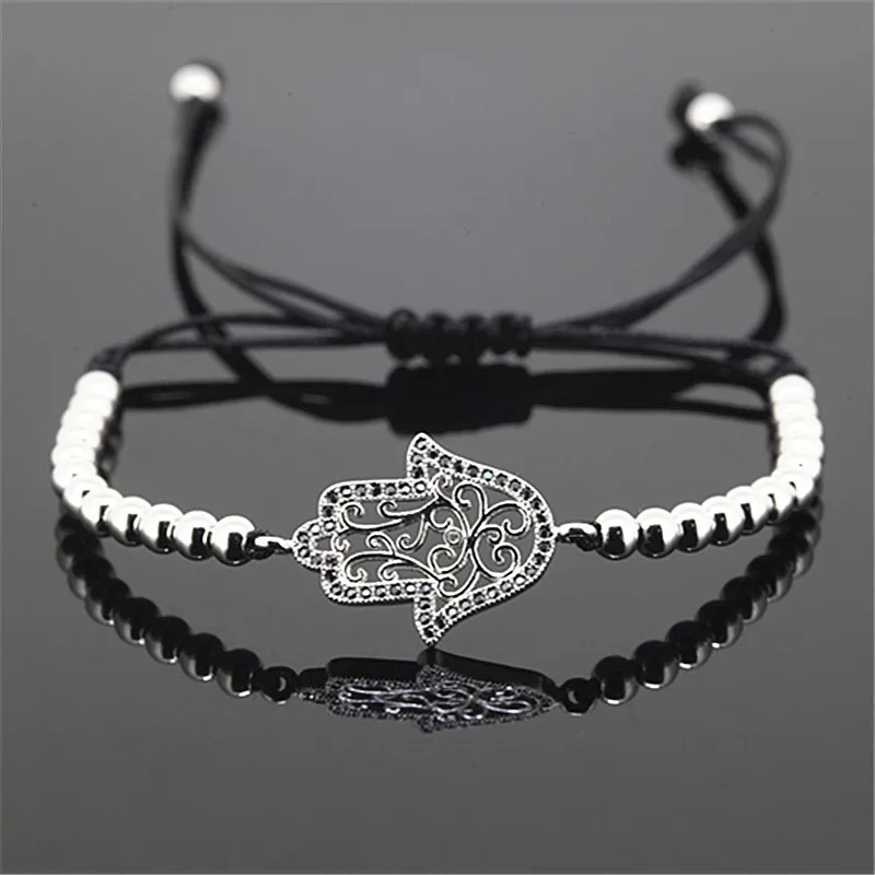 new anil arjandas men bracelet micro pave cz hamsa spacer braiding macrame bacelet fashion for | Украшения и аксессуары
