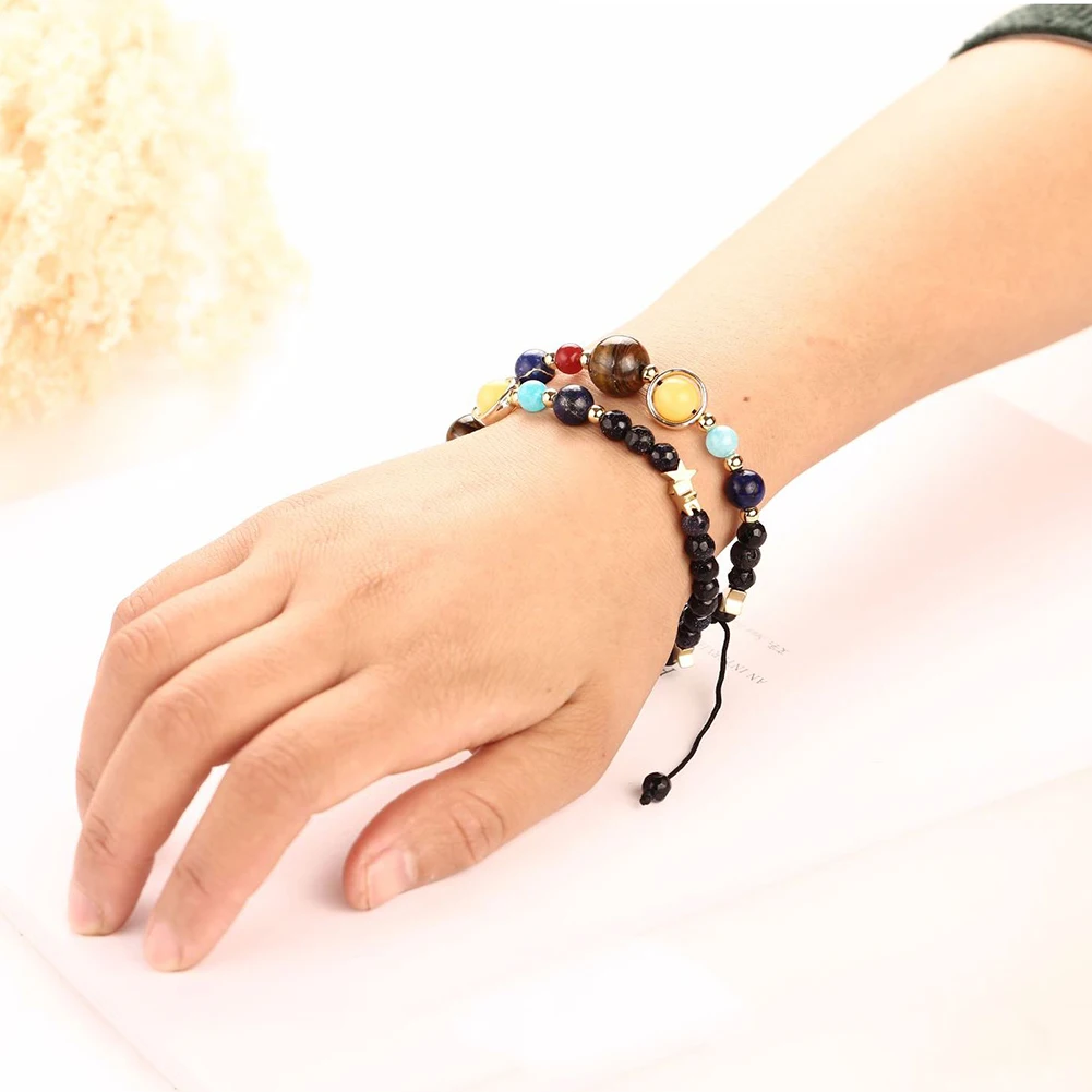 Уникальный звезда планета Galaxy Натуральный камень браслет из бисера Для женщин