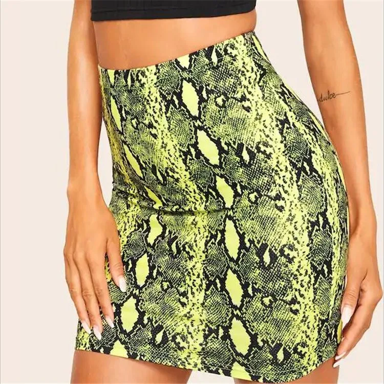 Женские Облегающие юбки с высокой талией Клубные мини-юбки-карандаш со змеиным