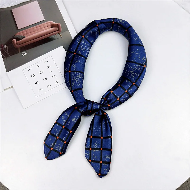 70*70cm Striped Dot Letter Print Square Scarves Hijab Luxury Brand Women Twill Silk Scarf Fashion Headband Bandana |