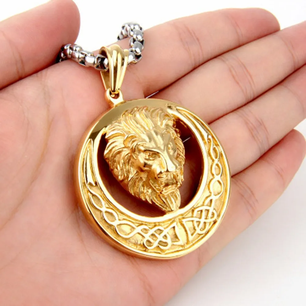 Мужская Серебряная или золотая панк классная голова льва ожерелье с подвеской из