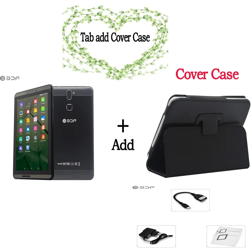 Add Leather case Новинка, 7 дюймов, Android 6,0, четырехъядерный процессор, 3G, с функцией звонка, две sim-карты, 16 ГБ, планшетный ПК, Wifi, Bluetooth, металлический корпус, планшеты с большой скидкой - Комплект: Add Leather case