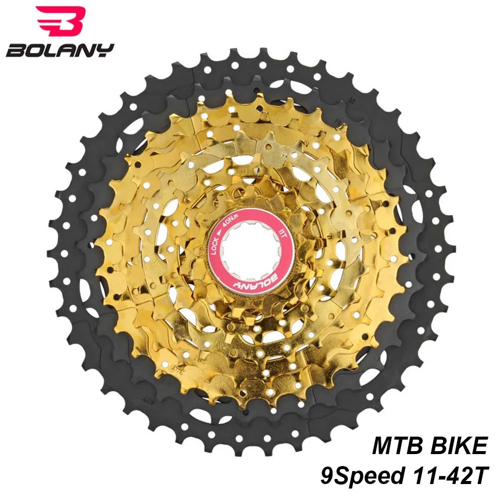 9S 11to42T BOLANY черная Золотая 9 скоростная кассета свободного хода велосипеда 1-42T MTB горный велосипед Звездочка части велосипеда для Shimano Sram кассета - Цвет: 9S 11to42T