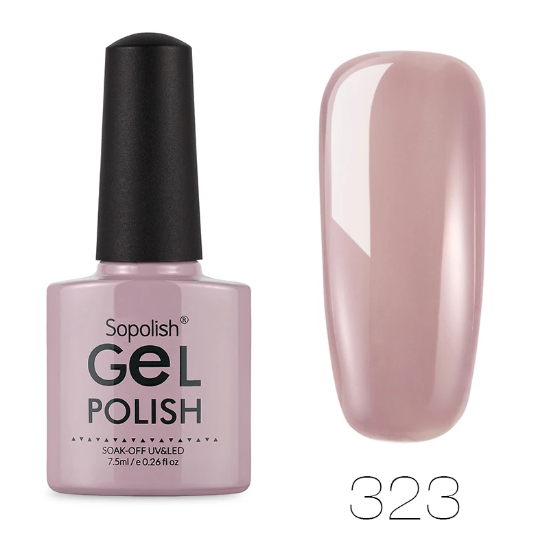 323 Sopolish лак для ногтей 28 цветов 7,5 мл Soak-Off гель лак UV светодио дный LED полу Перманентный дизайн ногтей маникюр Топ гель лак праймер - Цвет: 323
