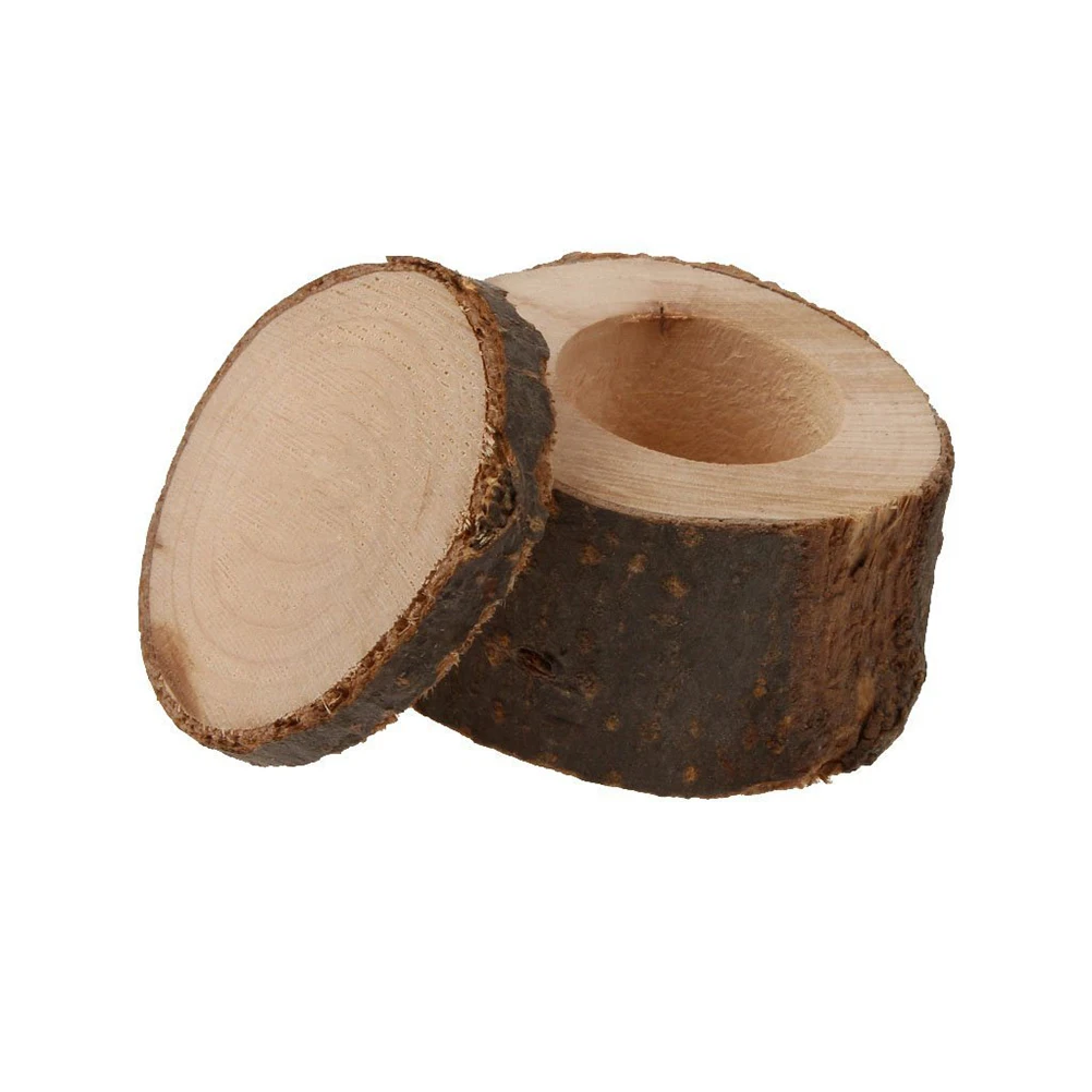 PIXNOR пустая деревянная серьги кольца круглая коробка Шебби шик рустикальный