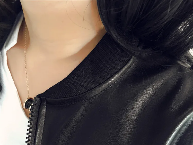 

New Autumn Women Jacket Motorcycle PU Leather Basic Black bomber Jacket female Short student biker Coat ladies' leather Coat Top