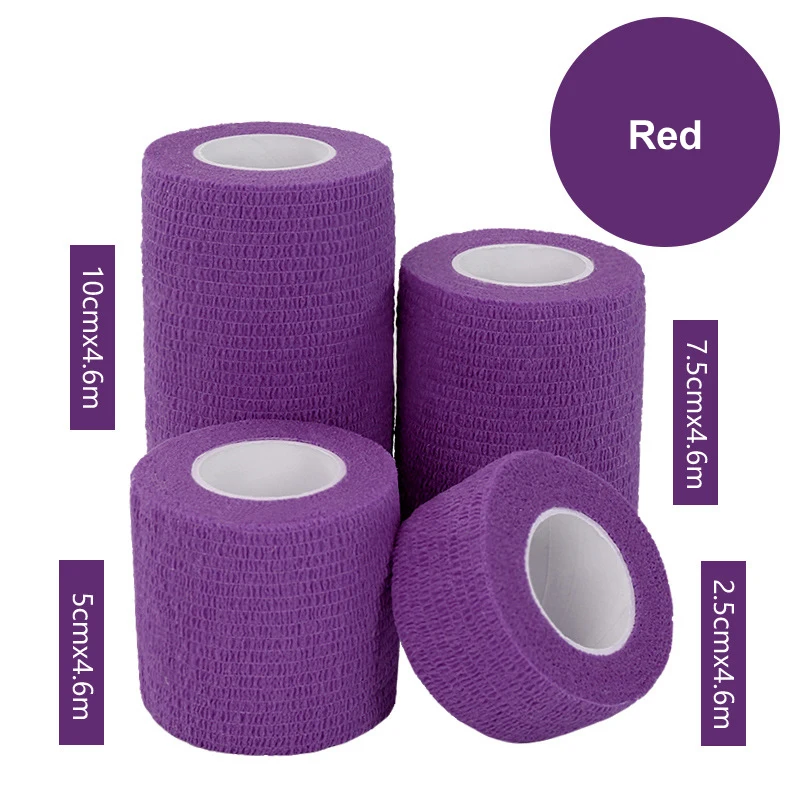 1 rolls purple 1 шт. самоклеющиеся когезивные бинты для обертывания спортивной ленты для запястья лодыжки руки пальца ПЭТ медицинской растягивающейся ленты 2,5-15 см - Цвет: 1 rolls purple