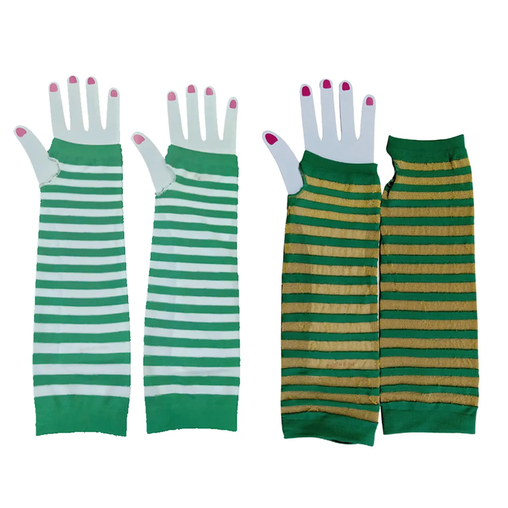 Хит продаж зеленая полосатая пара грелок эластичные длинные перчатки для