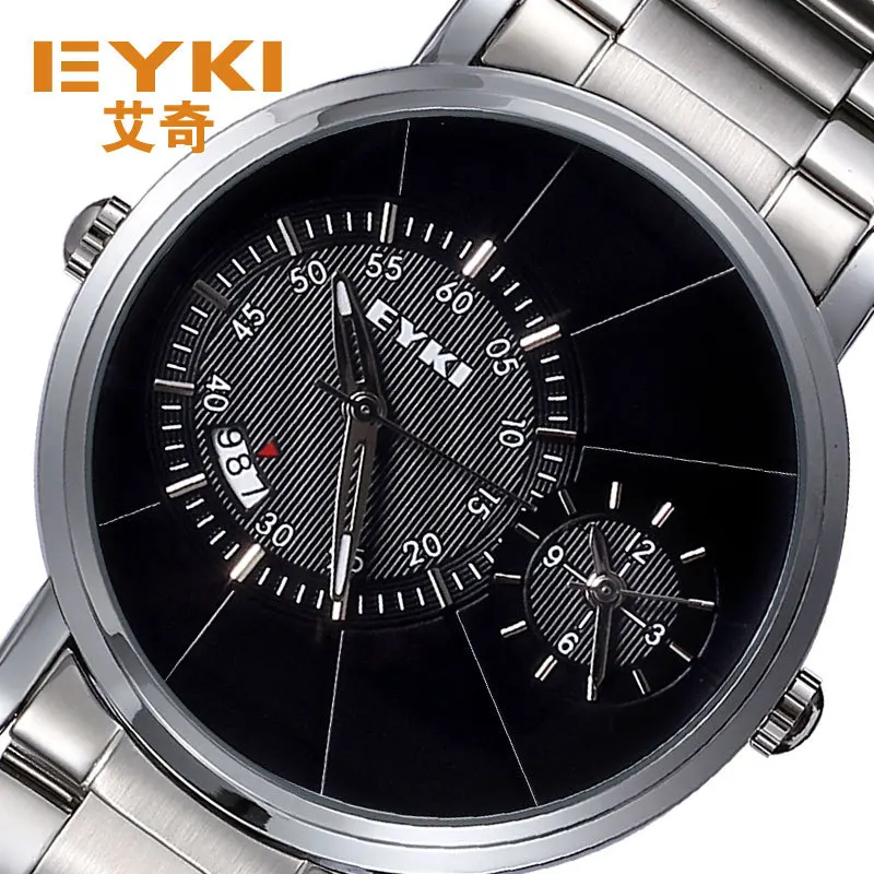 EYKI brand man watch stainless steel army dual time display 10m waterproof calendar analog import quartz movement clock | Наручные часы