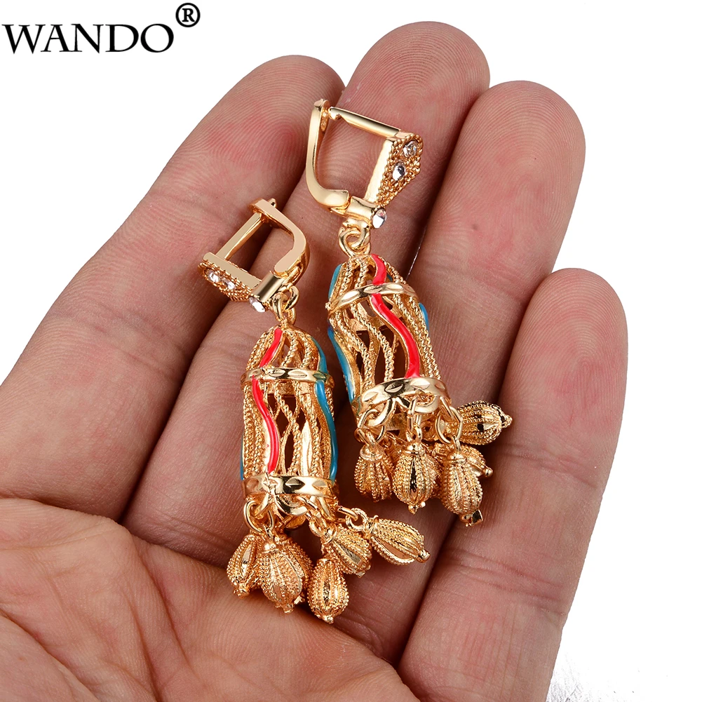 

WANDO Fashion Senegal Earrings for Women/Girls birdcage Gold Color Wedding Jewelry Africa Dubai Arab French Jewelry