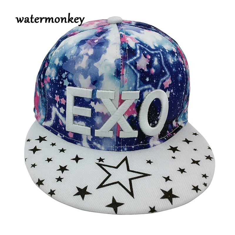Мода emboridery EXO Шапки для Для мальчиков и девочек Bboy письмо Camo хип хоп wo мужчин Bone K
