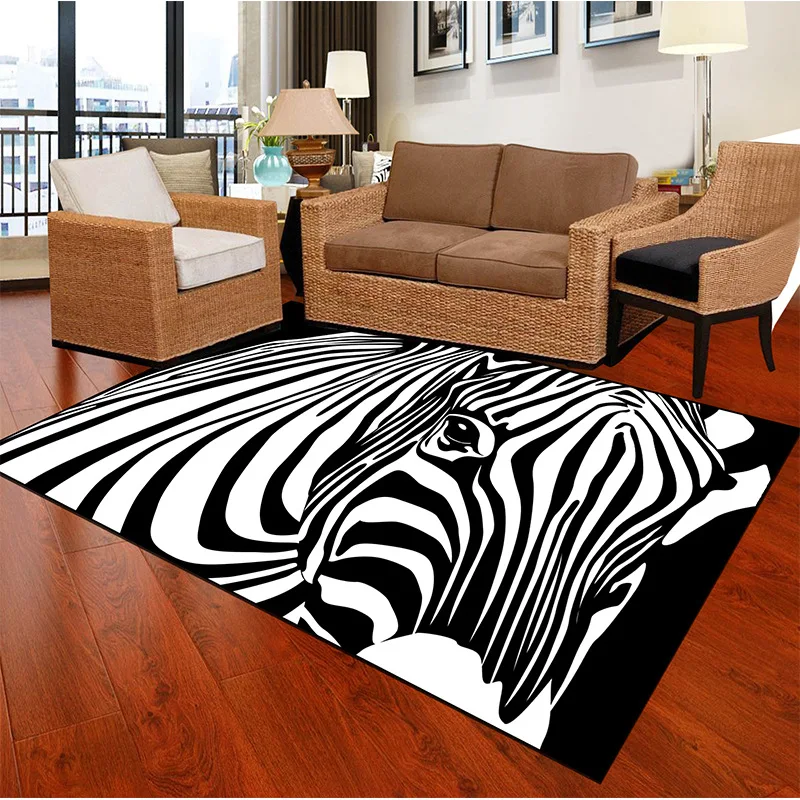 

Large Size Zebra Striped Print Carpets For Living Room Bedroom Area Rugs Home Decor Soft Carpet Coffee Table Antiskid Floor Mats