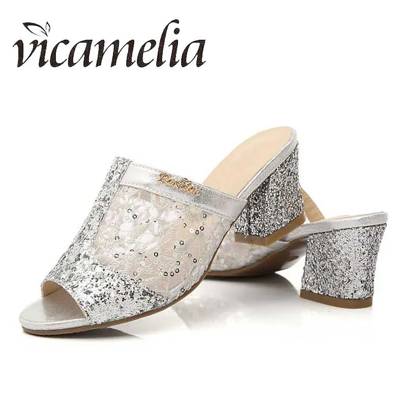 Vicamelia Women Sandals 2018 With Square Heels Fashion Fenty Beauty Wedding Ladies Summer Woman Shoes Peep Toe 233 | Обувь
