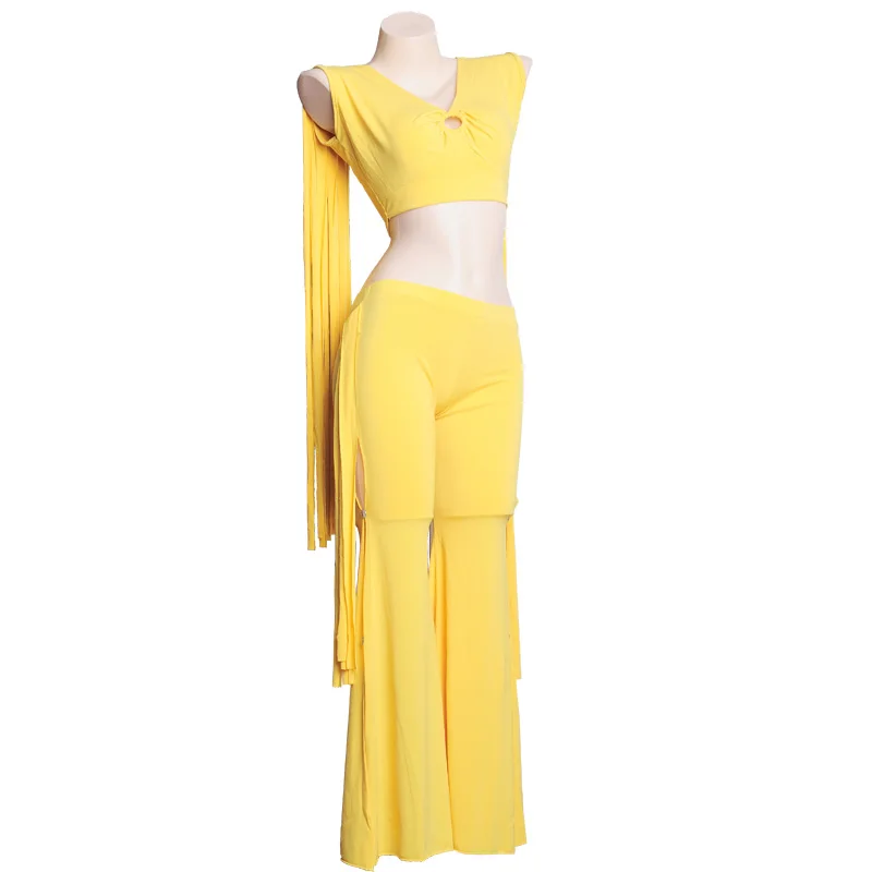 2021 Новый танец живота Обучение носить топ для танца брюки девочек отделанное