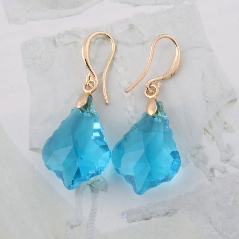 lake blue NeeFu WoFu Висячие хрустальные серьги, стеклянные серьги для женщин, очаровательные Висячие серьги, рождественские аксессуары для ушей Oorbellen - Окраска металла: lake blue