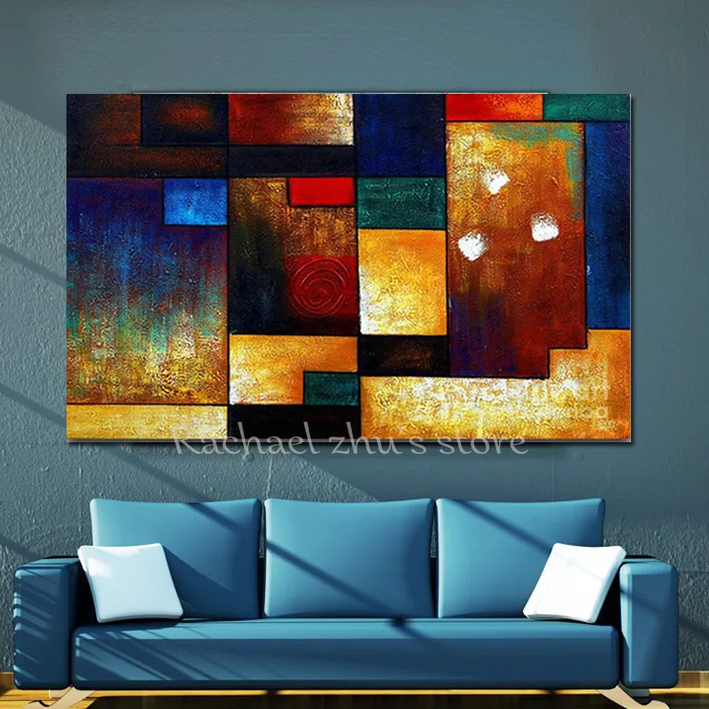 Супербольшая ручная роспись Современные Абстрактные цветные блоки картина