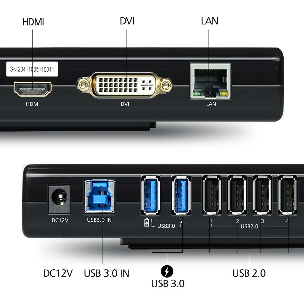 Wavlink USB 3.0 Universal Laptop Docking Station Dual Video Support Dvi/Hdmi/Vga to 2048X1152 External Graphics Ethernet 6 Ports