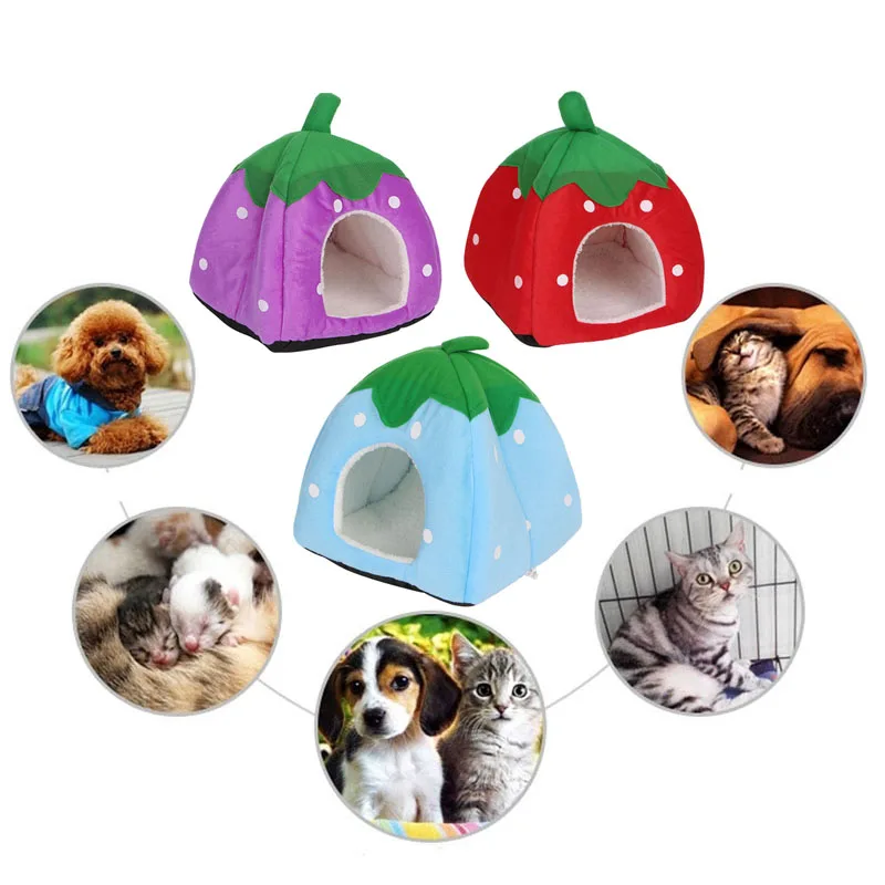 Милая кровать для домашнего питомца в виде клубники домик собаки кошки котенка