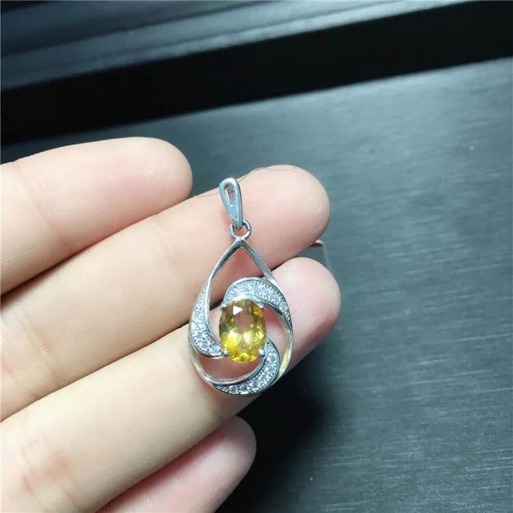 

KJJEAXCMY boutique jewels S925 Pure silver inlay natural crystal topaz female pendant + necklace inlay jewelry bhgytr