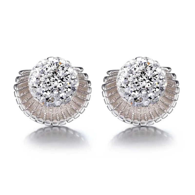 Женские серьги гвоздики с цирконом кристаллами покрытые серебром|jewelry findings