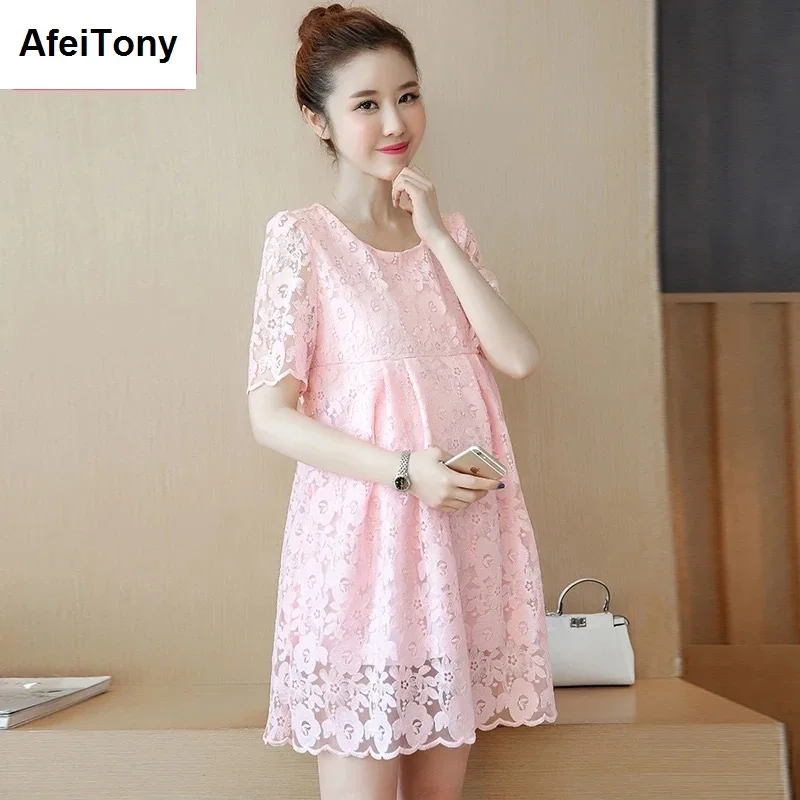 Высокое качество кружевное платье для беременных на лето Одежда женская одежда с