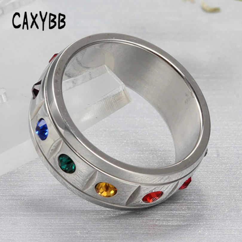 Caxybb классическое Радужное кольцо для женщин цветное Стразы шипованное на палец