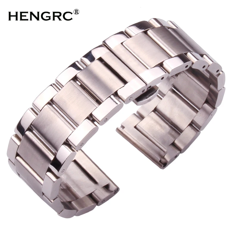 

Браслет из нержавеющей стали для мужских и женских часов, металлический модный браслет для наручных часов, 18 мм 20 мм 21 мм 22 мм 23 мм 24 мм