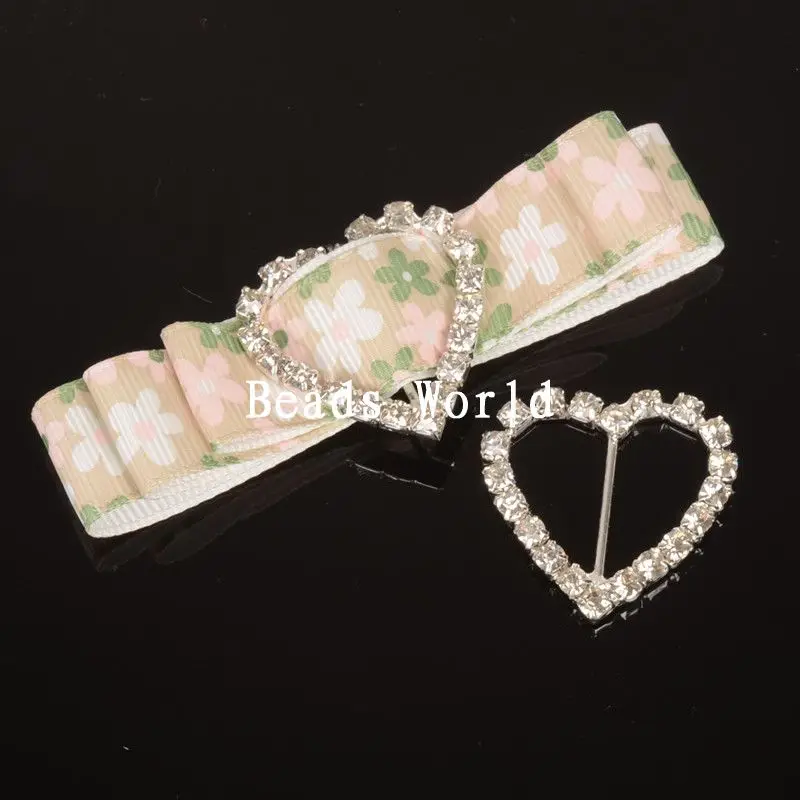 5 шт. пряжки ремня крепеж Стразы в форме сердца для ленты с ползунком DIY