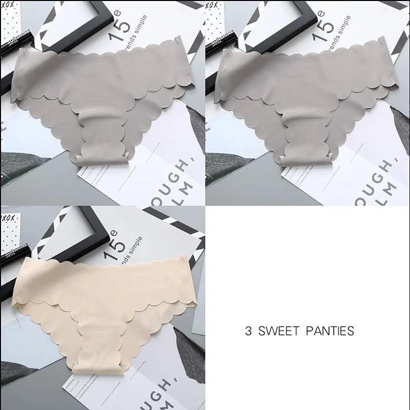 1 Apricot 2 Gray 3 шт., сексуальные трусики, женские бесшовные трусики, дамское нижнее белье, интимное женское нижнее белье для женщин, сексуальные трусы, женские бесшовные трусики - Цвет: 1 Apricot 2 Gray
