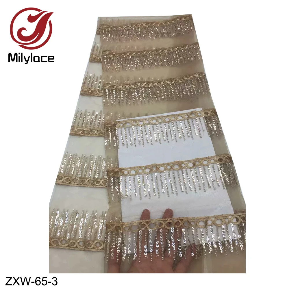 Milylace latest african lace fabric hot selling sequins tulle beautiful nigerian for dress ZXW-65 | Дом и сад