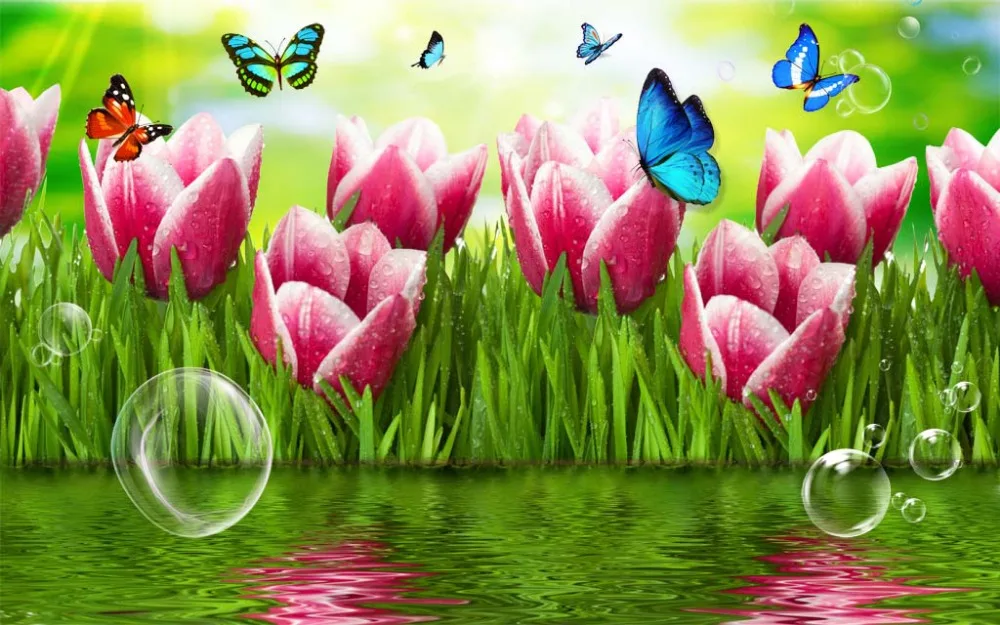 Оконные шторы для гостиной бабочки красная роза цветок лилии современные