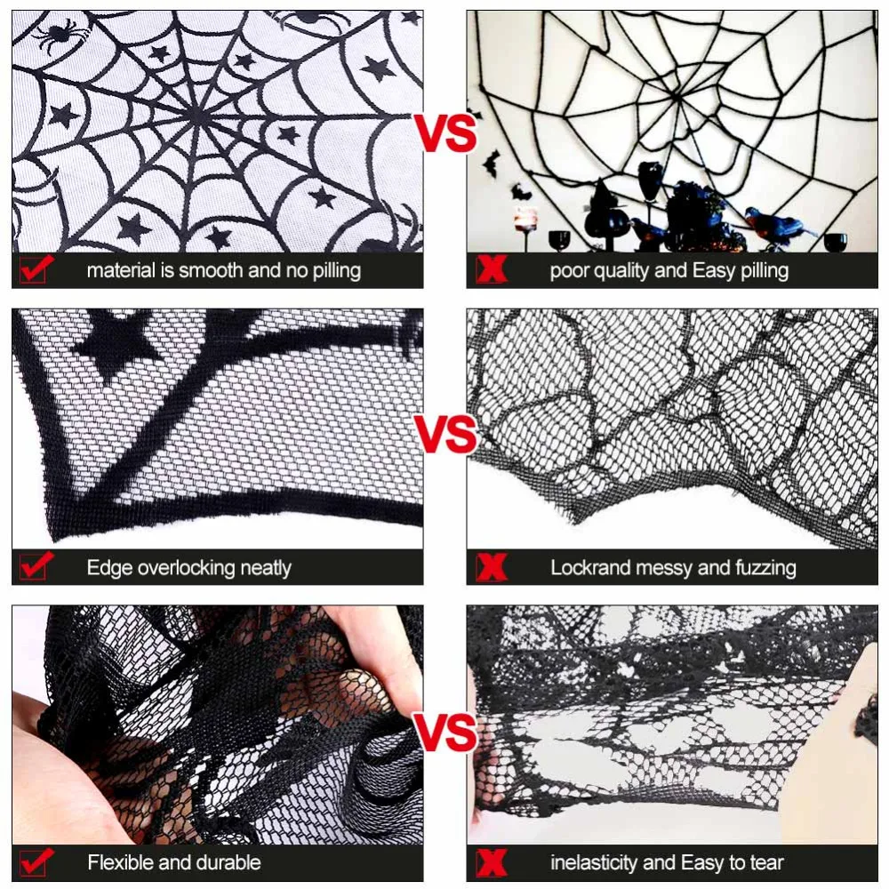 40-дюймовая кружевная скатерть Spiderweb черного цвета для Хэллоуина Декор